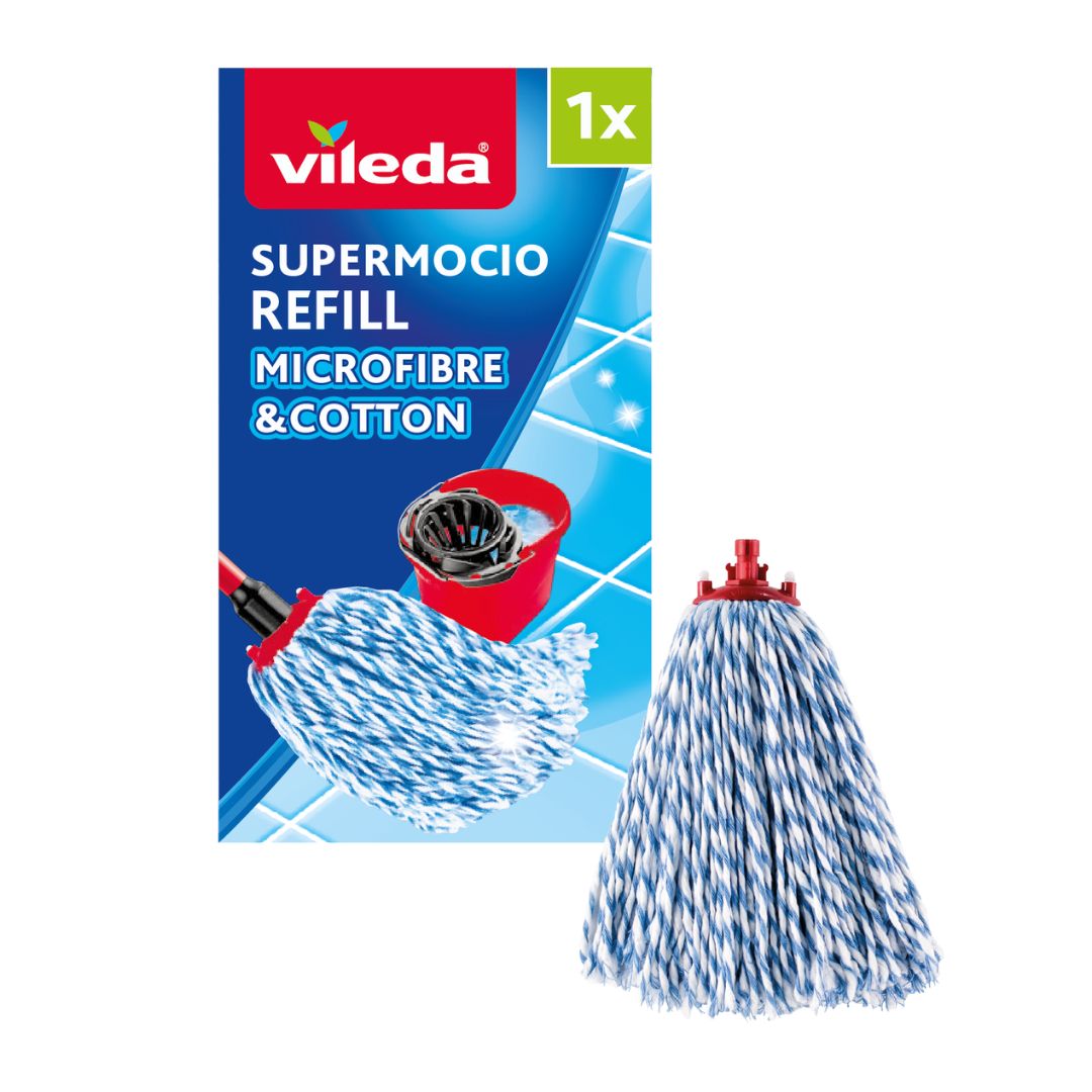 Vileda SuperMocio Microfibre & Cotton Refill | Replacement Mop Head | Fits all SuperMocio Mops