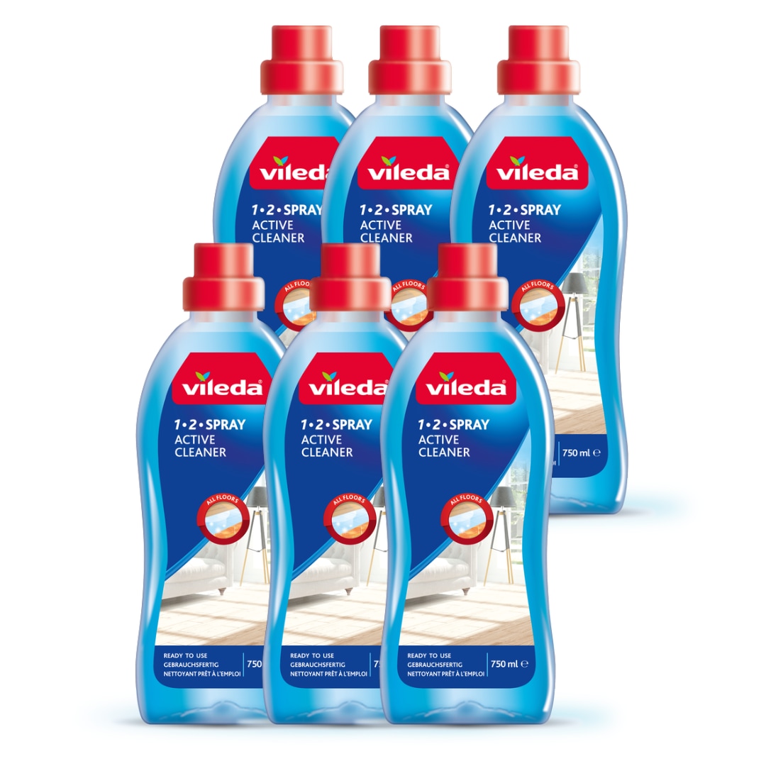 Vileda 1-2 Spray Active Cleaner Liquid Bundle | 6 Pack| Fully diluted | Ready to go cleaning liquid
