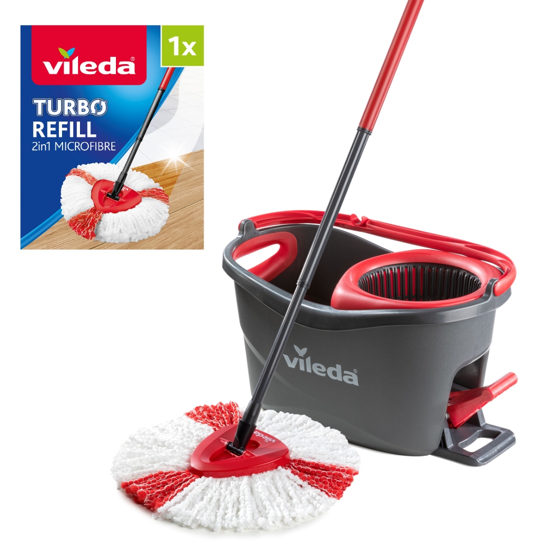 Vileda Turbo Spin Mop & 2in1 Refill Bundle | Comes with additional mop head
