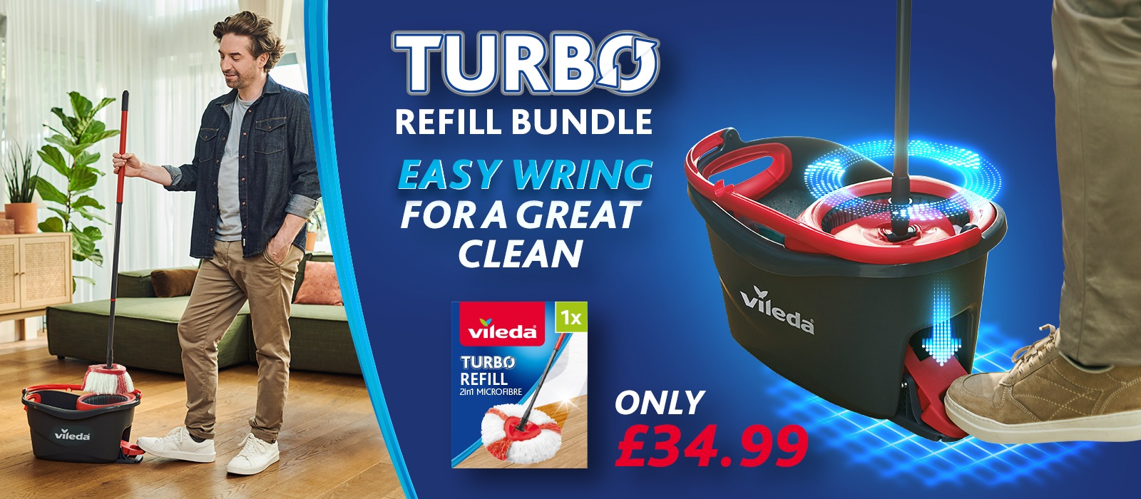 Banner promoting the turbo mop refill