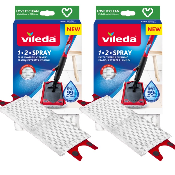 1-2 Spray Microfiber Pads Refill | Twin Pack | Vileda