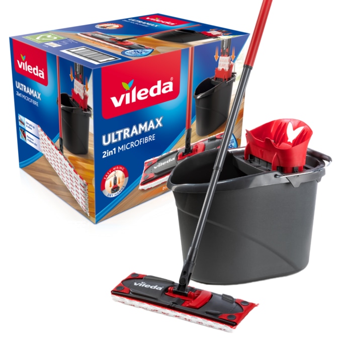 Vileda UltraMax Flat Mop With Bucket Complete Set Ultramax System *24HR  Delivery