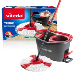 Vileda Turbo 2in1 - spin mop & bucket set with foot pedal activated spinning wringer 